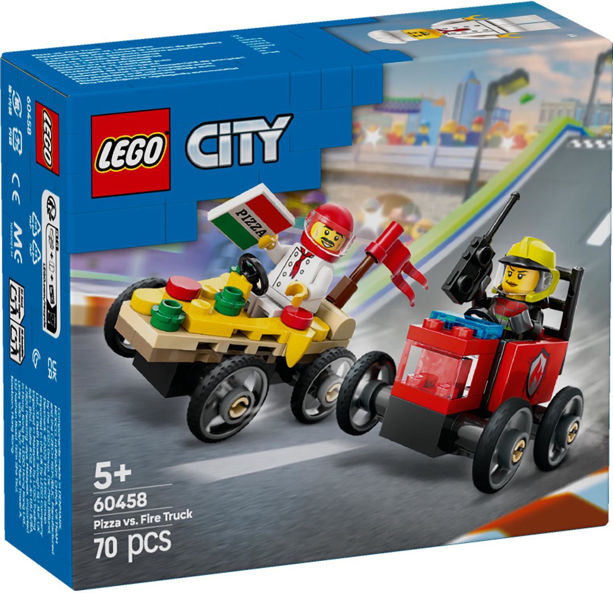 LEGO City Raceautopakket: pizzabestelwagen vs. brandweerauto - 60458