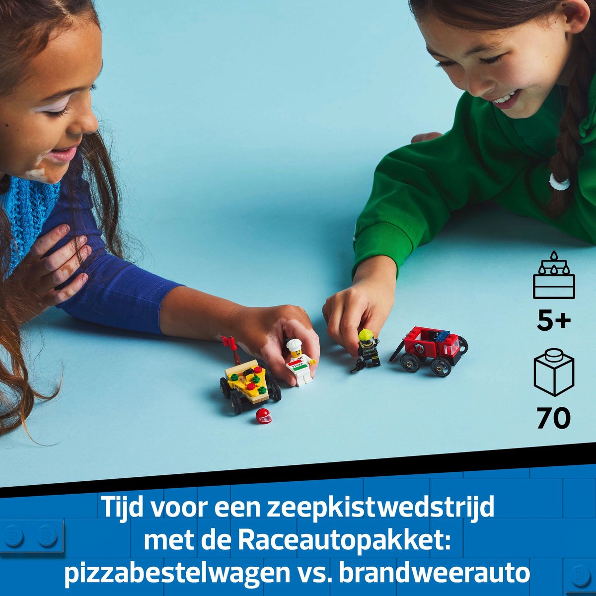 LEGO City Raceautopakket: pizzabestelwagen vs. brandweerauto - 60458