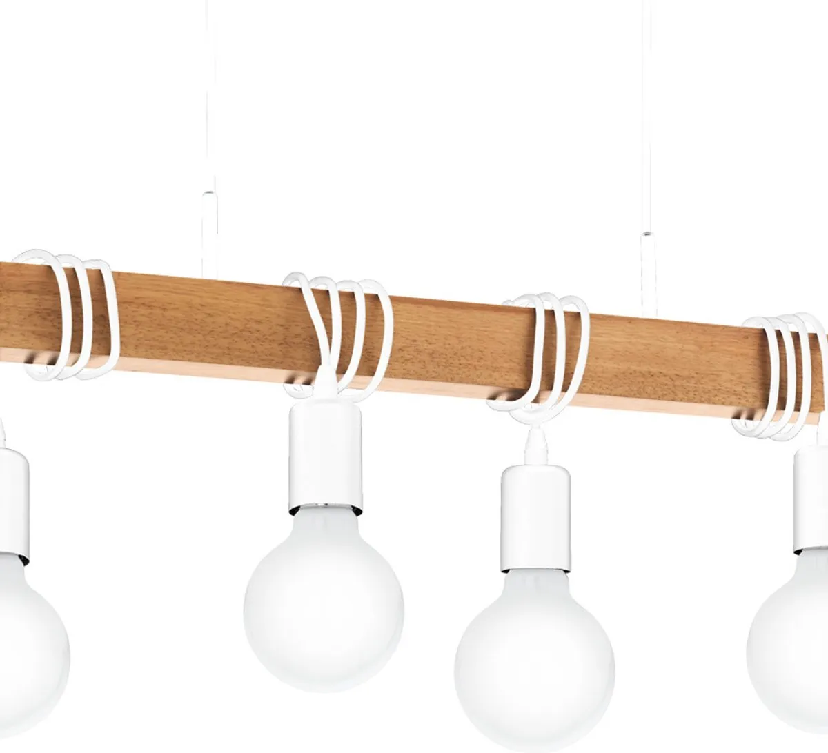 Eglo Townshend Hanglamp E27 - 4 Lichtpunten - 70cm - Wit/Bruin