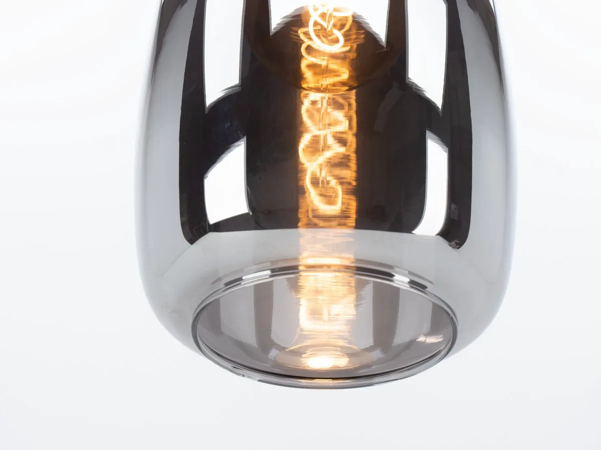 Eglo Chelvey Hanglamp E27 - Ø20cm - Zwart Rookglas