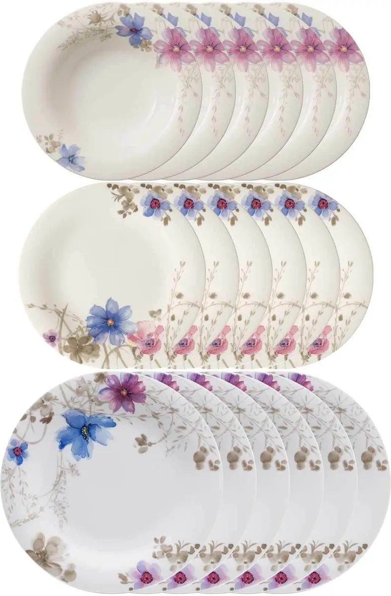 Villeroy & Boch Mariefleur Gris Teller Set 18-delig
