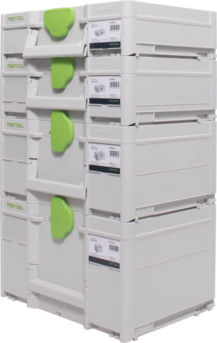 Festool Systainer SYS3 M Set - 4 Stuks Grijs/ Groen - afbeelding 3 van 4