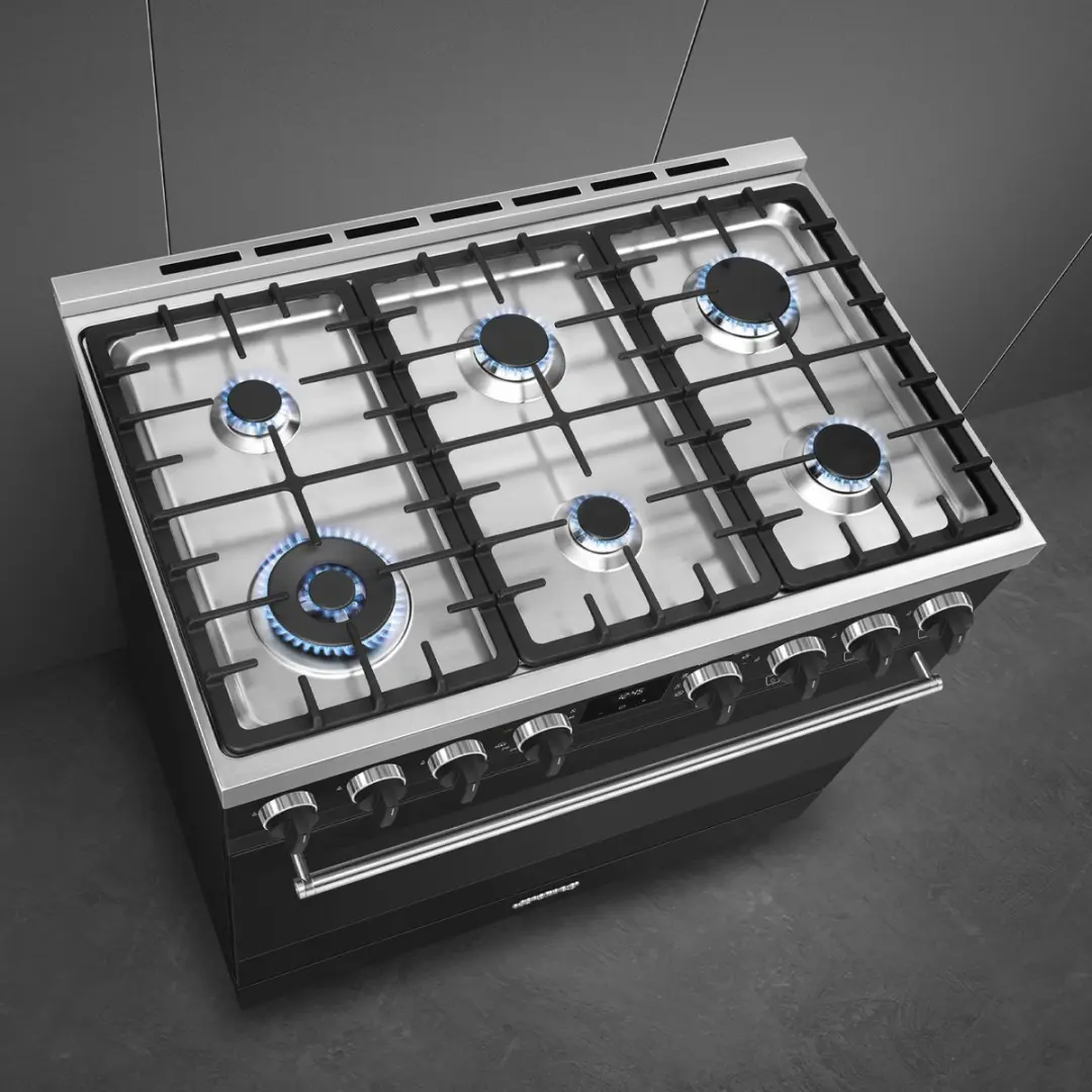 Smeg B91GMMBNLK2 Gasfornuis 90cm - Mat Zwart