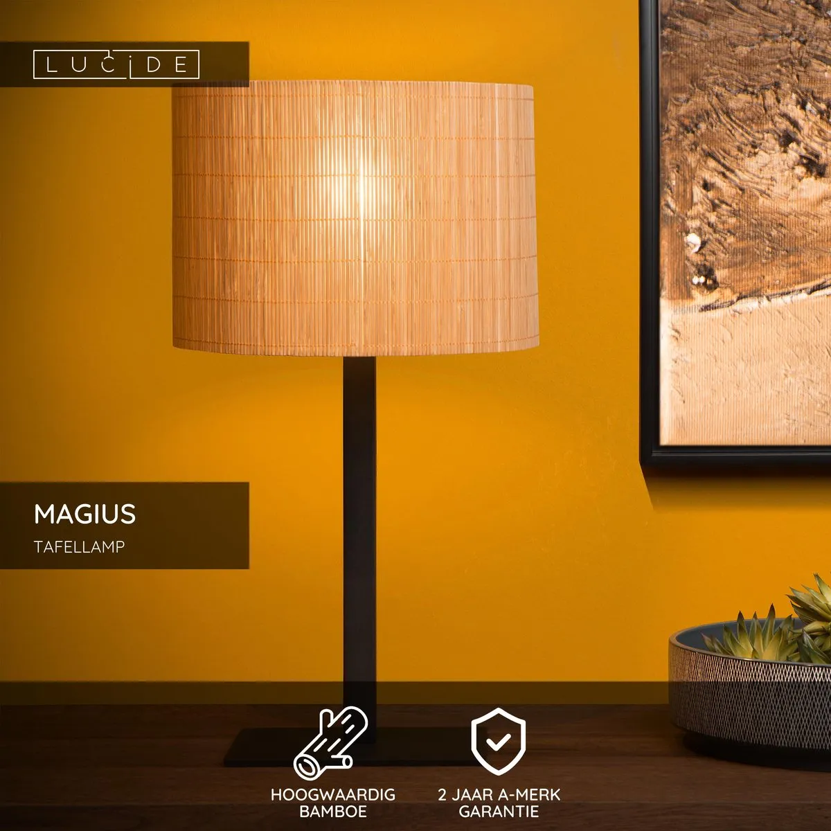 Lucide Magius Tafellamp Ø28cm - E27 - Naturel