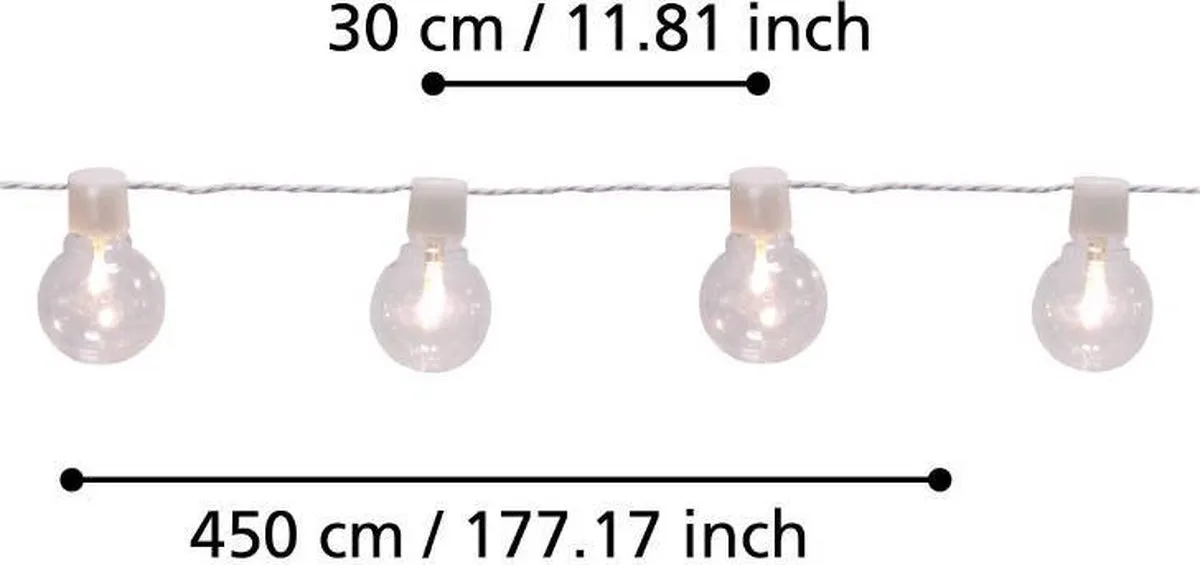 Eglo Partaj Wandlamp Buiten LED 450cm - 16 Lichtpunten - Wit - afbeelding 6 van 6