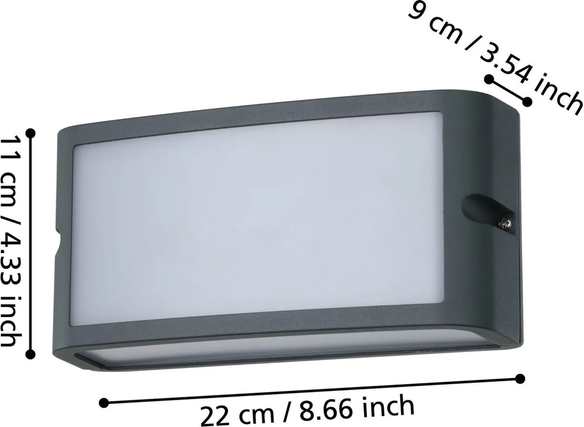 Eglo Camarda Wandlamp LED 22cm Antraciet - afbeelding 6 van 6