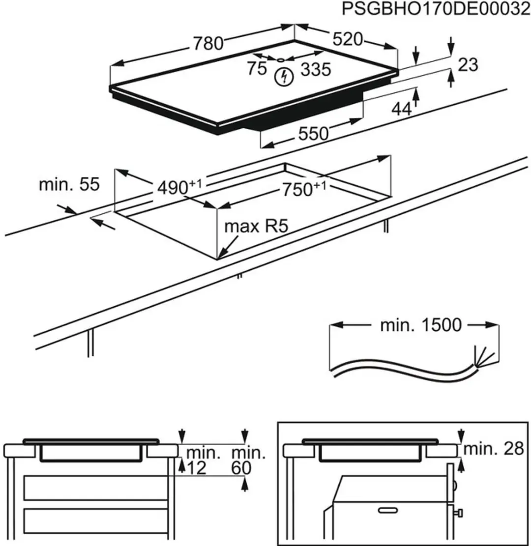AEG IAE84851FB Inbouwinductiekookplaat 4 zones - Zwart