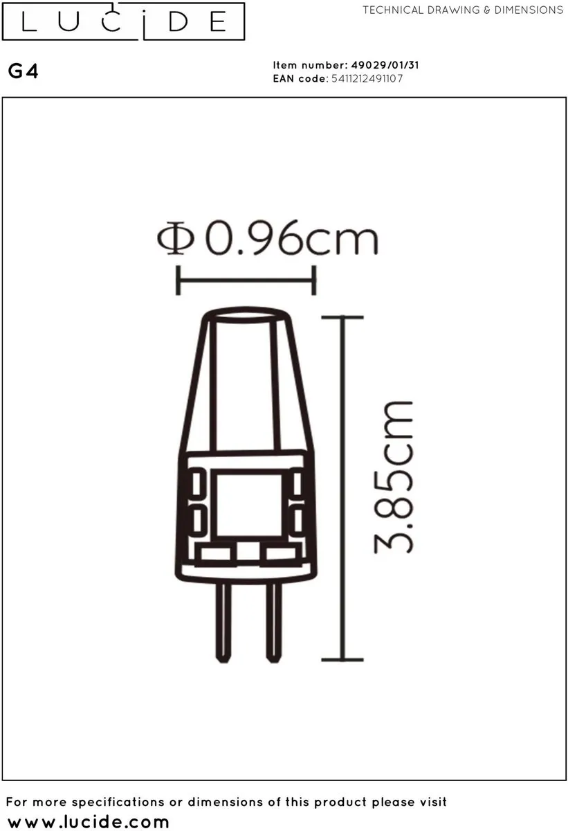 Lucide G4 LED Lamp 1,5W 2700K - Transparant