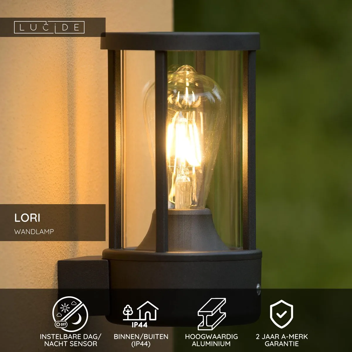 Lucide LORI Wandlamp Ø12cm - Antraciet