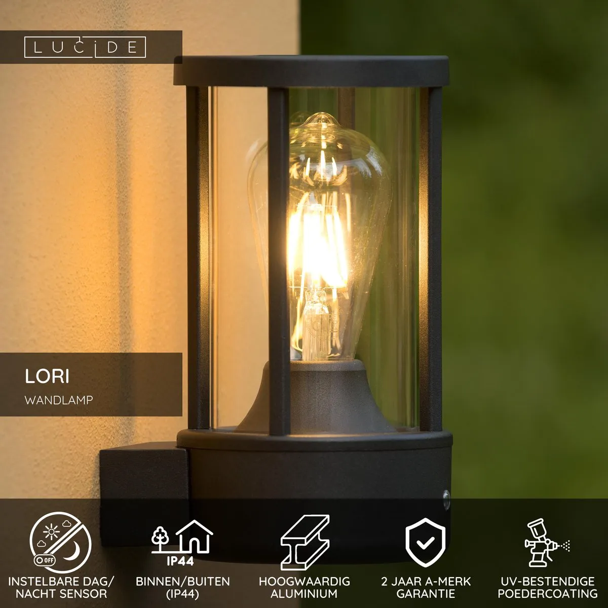 Lucide LORI Wandlamp Ø12cm - Antraciet