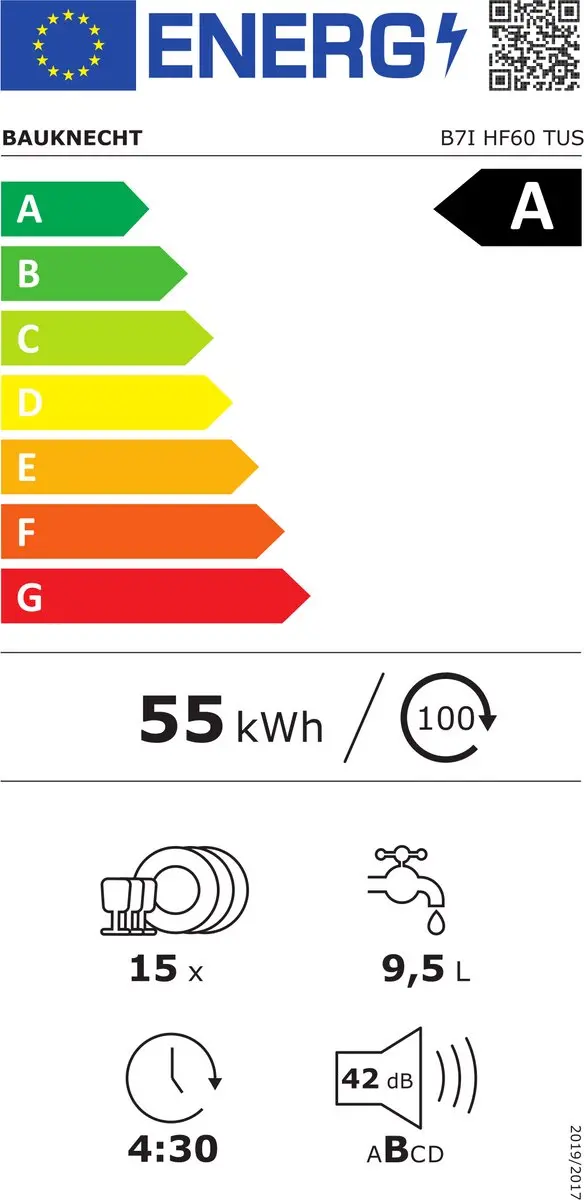 Whirlpool Bauknecht B7I HF60 TUS Inbouw Vaatwasser 15 Couverts