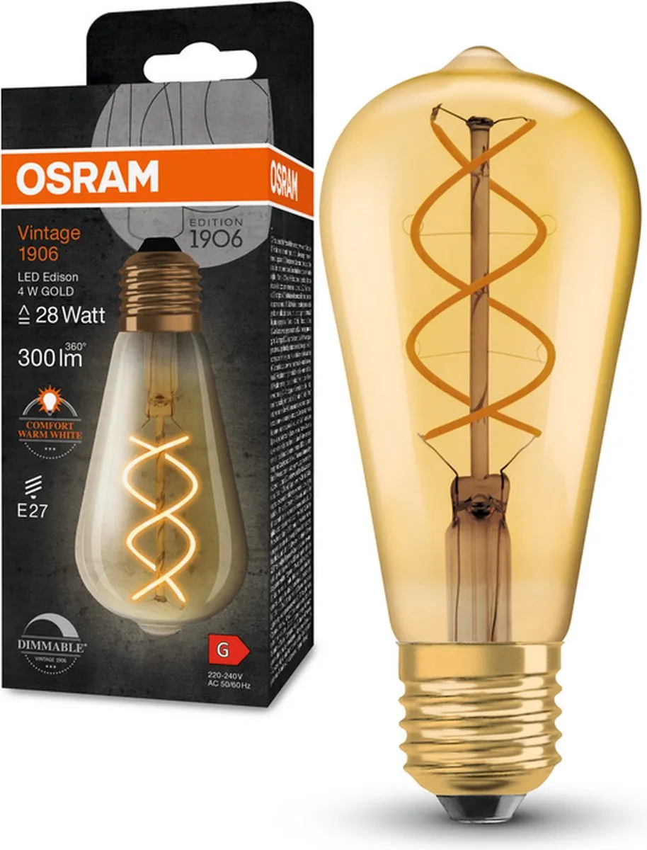 LEDVANCE Vintage 1906 LED E27 Peer Goud 4W - 300lm