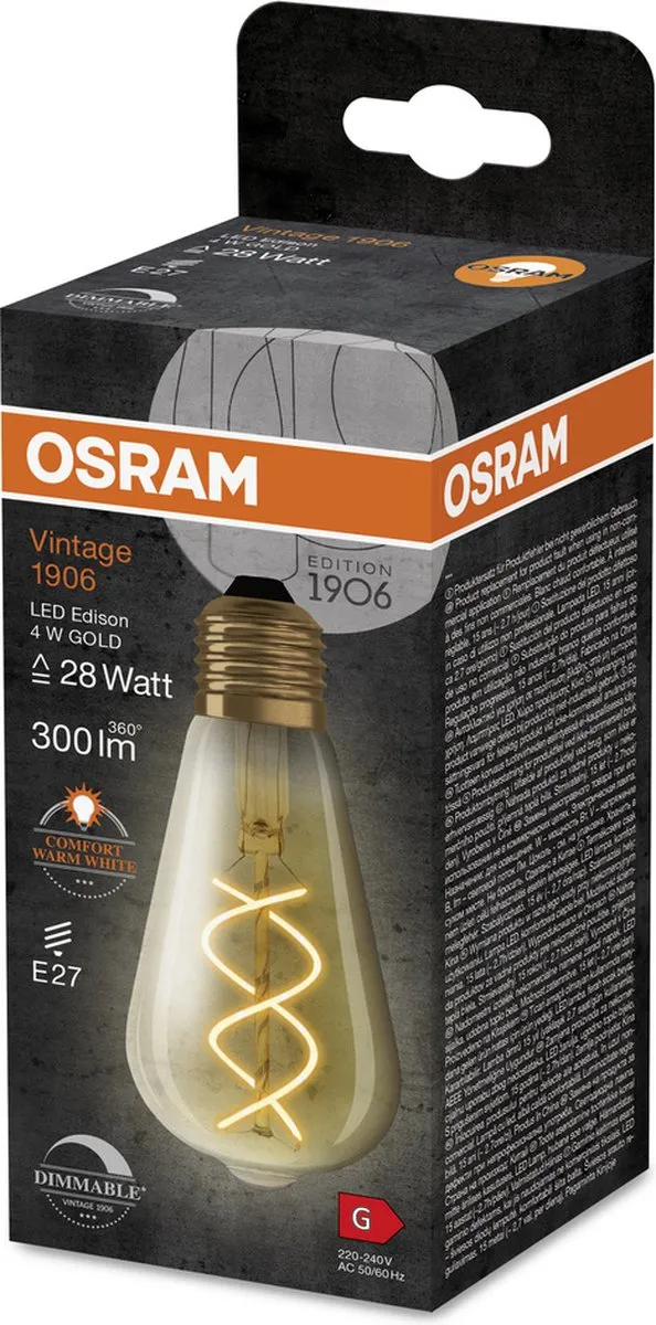 LEDVANCE Vintage 1906 LED E27 Peer Goud 4W - 300lm - afbeelding 6 van 6