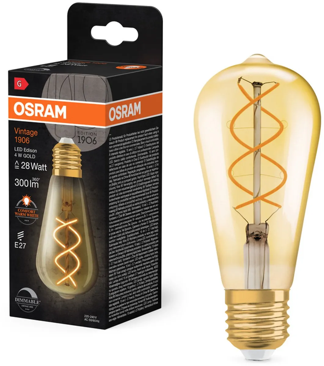LEDVANCE Vintage 1906 LED E27 Peer Goud 4W - 300lm