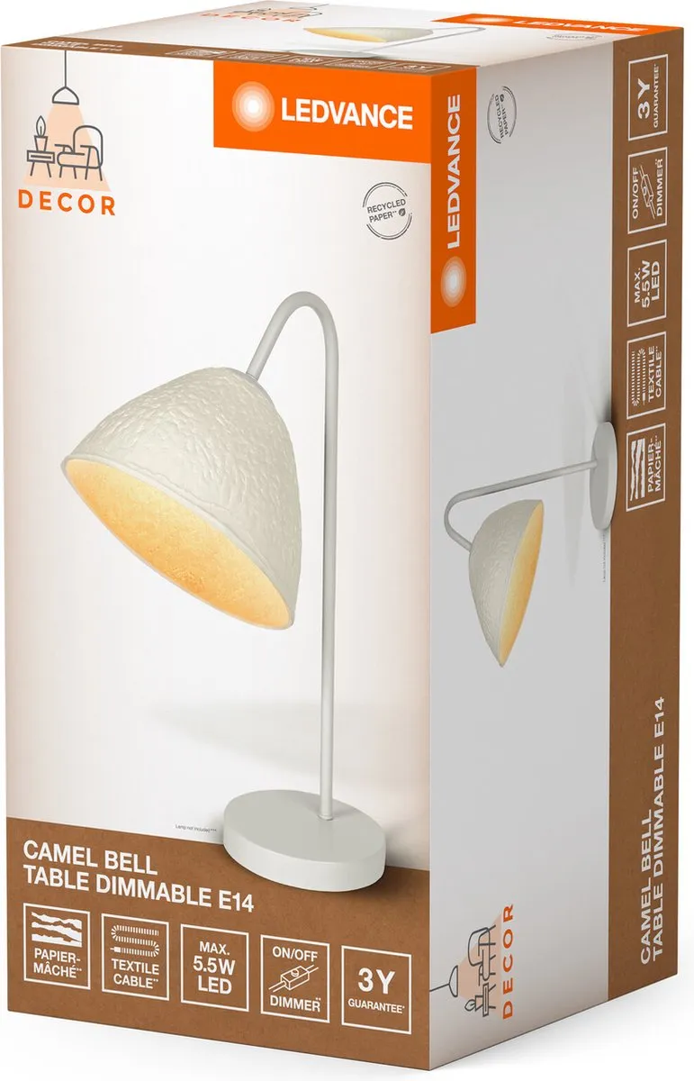 LEDVANCE Decor Camel Bell Tafellamp - Wit - E14 - Dimbaar - afbeelding 6 van 6
