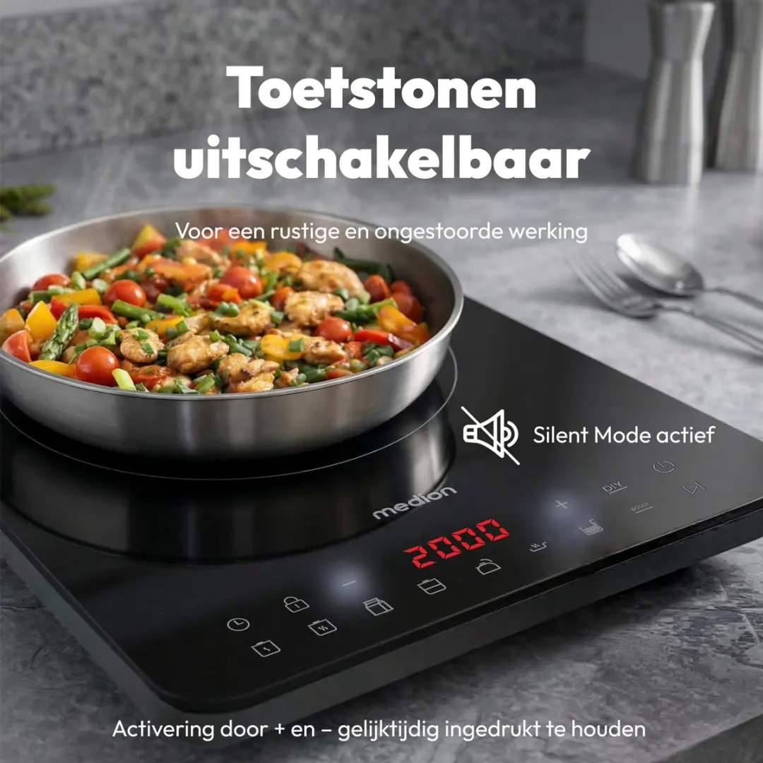 Medion IC10S Inductiekookplaat 2100W - 8 Programma's - MD100090 Zwart - afbeelding 6 van 6