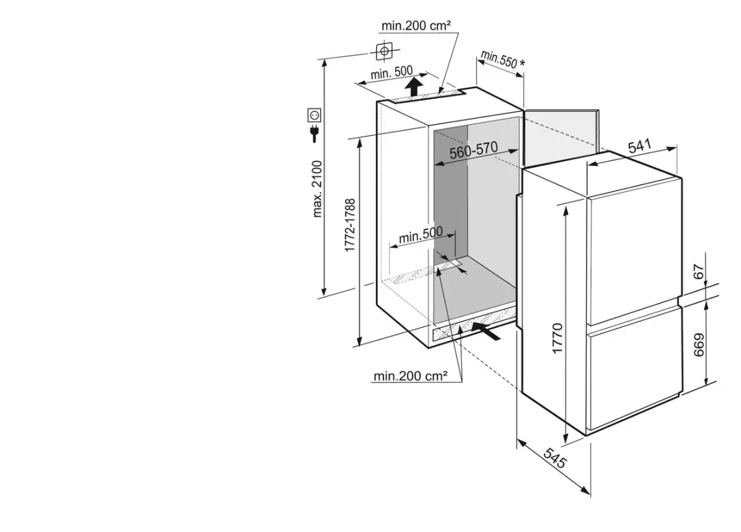 Liebherr ICNSf 5103 Inbouw Koel-Vriescombinatie 253L - Wit