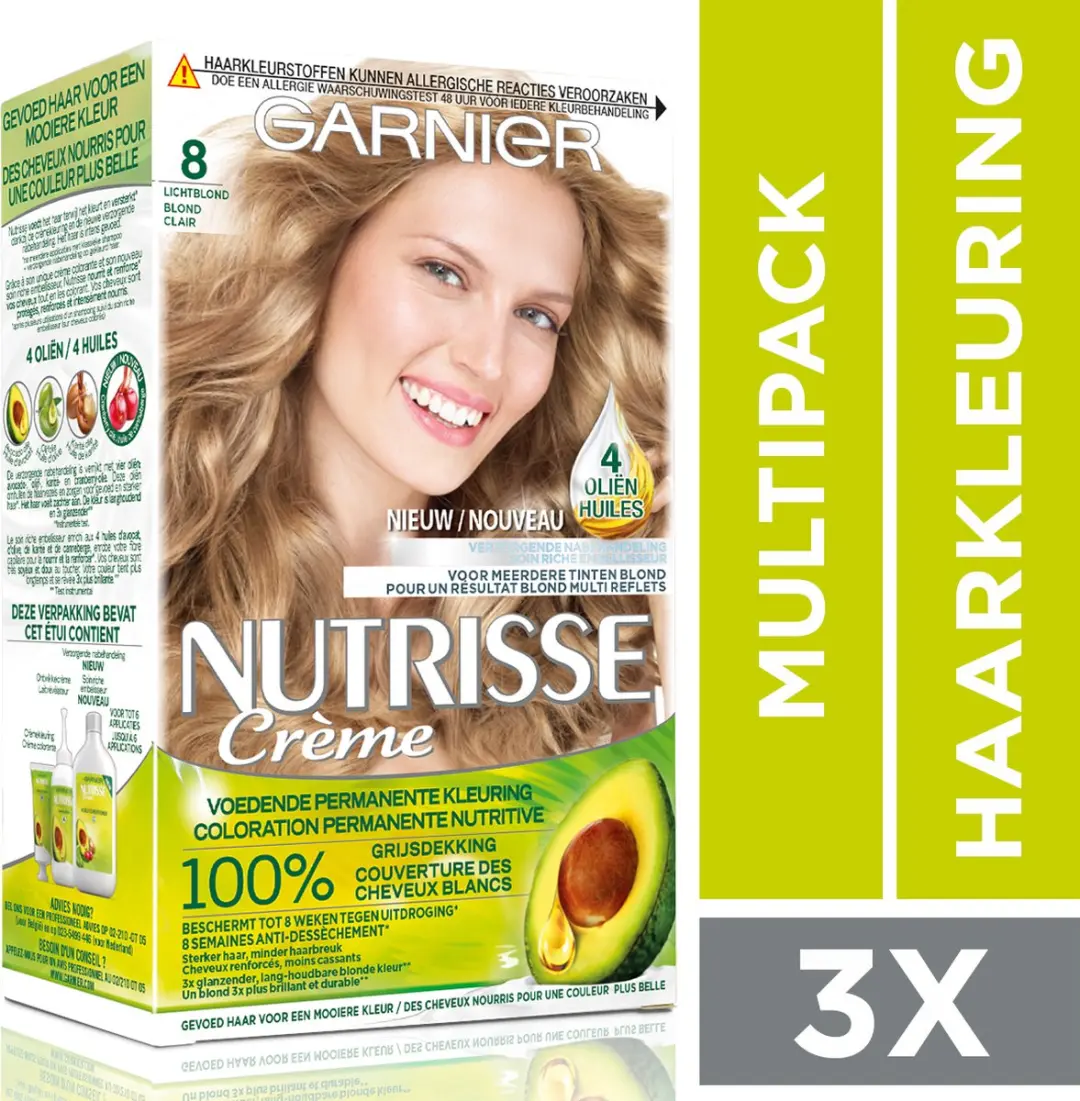 Garnier Nutrisse Crème Haarverf 80 Natuurlijk Lichtblond - 3 Stuks - afbeelding 3 van 6