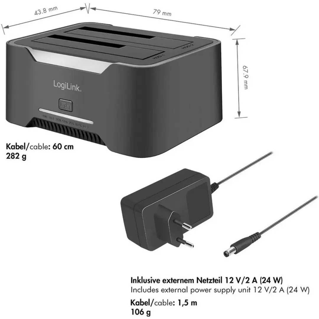 Logilink QP0036 USB-C Dockingstation - Zwart