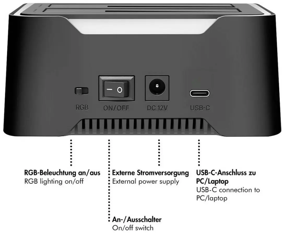 Logilink QP0036 USB-C Dockingstation - Zwart - afbeelding 6 van 6