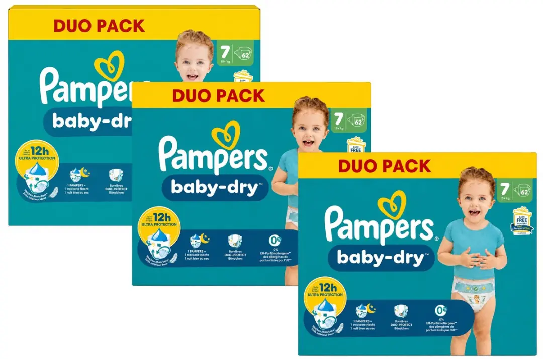 Pampers Baby-Dry Maat 7 Luiers - 186 Stuks