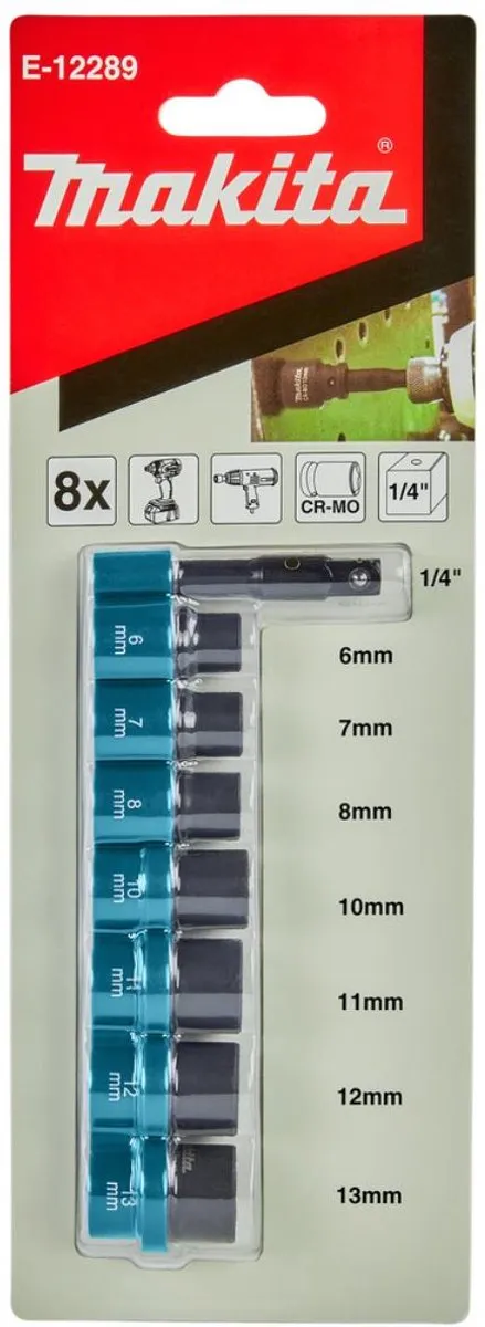Makita Krachtdoppenset 8-delig 1/4" - E-12289