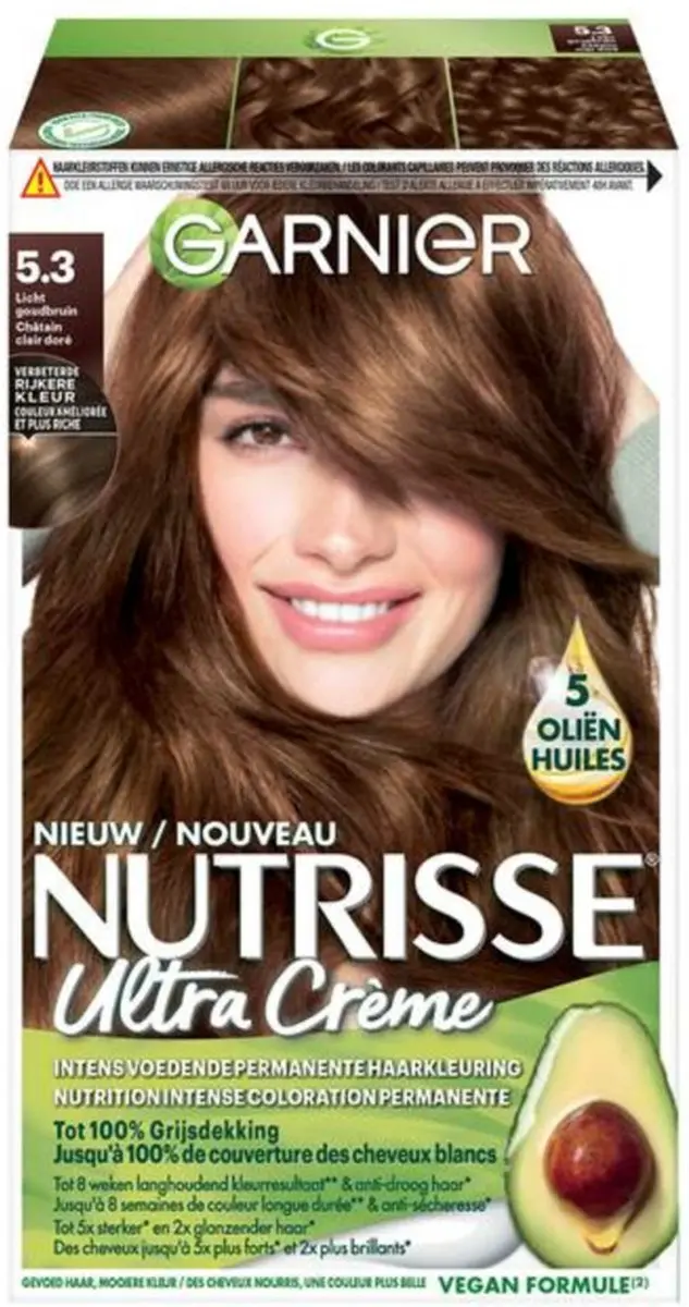 Garnier Nutrisse Crème 53 Licht Goudbruin Haarverf - 3 Stuks - afbeelding 2 van 6