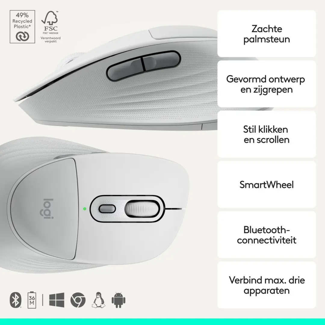 Logitech Signature Comfort Plus MK880 Draadloos Toetsenbord & Muis - Wit