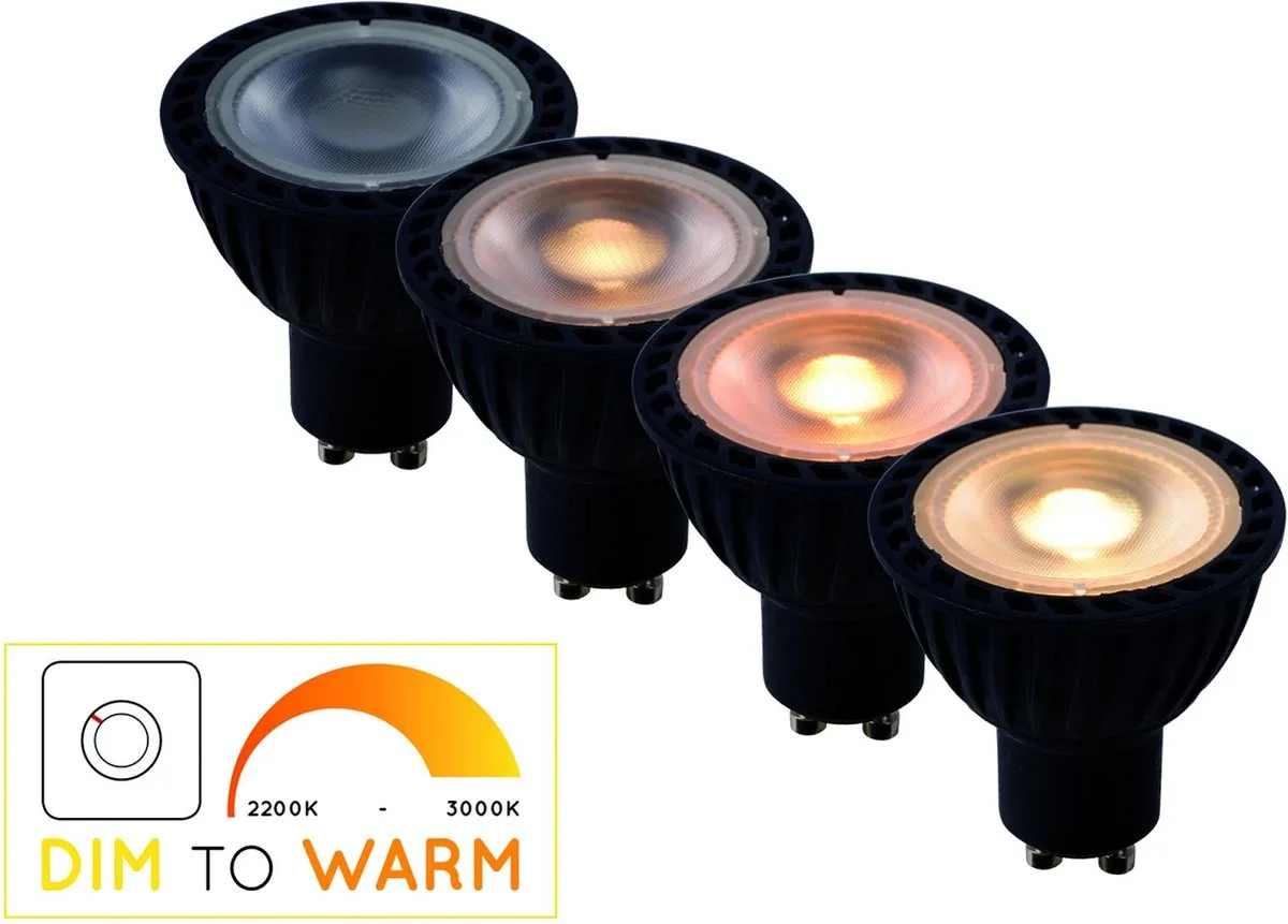 Lucide MR16 LED Spot 5W 2200K/3000K - Rookglas - Zwart