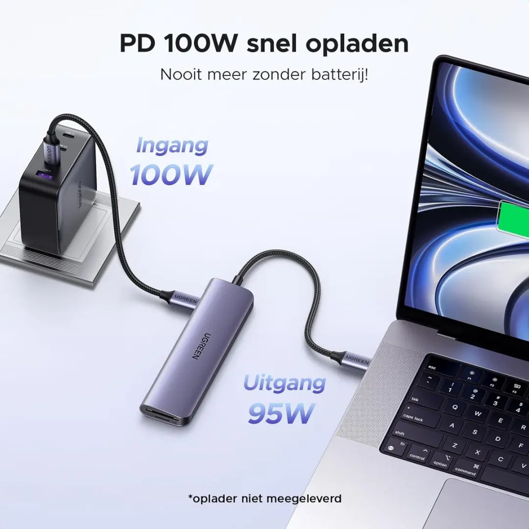 UGREEN Revodok 7-in-1 USB-C Hub - 4K HDMI - 100W PD - Grijs