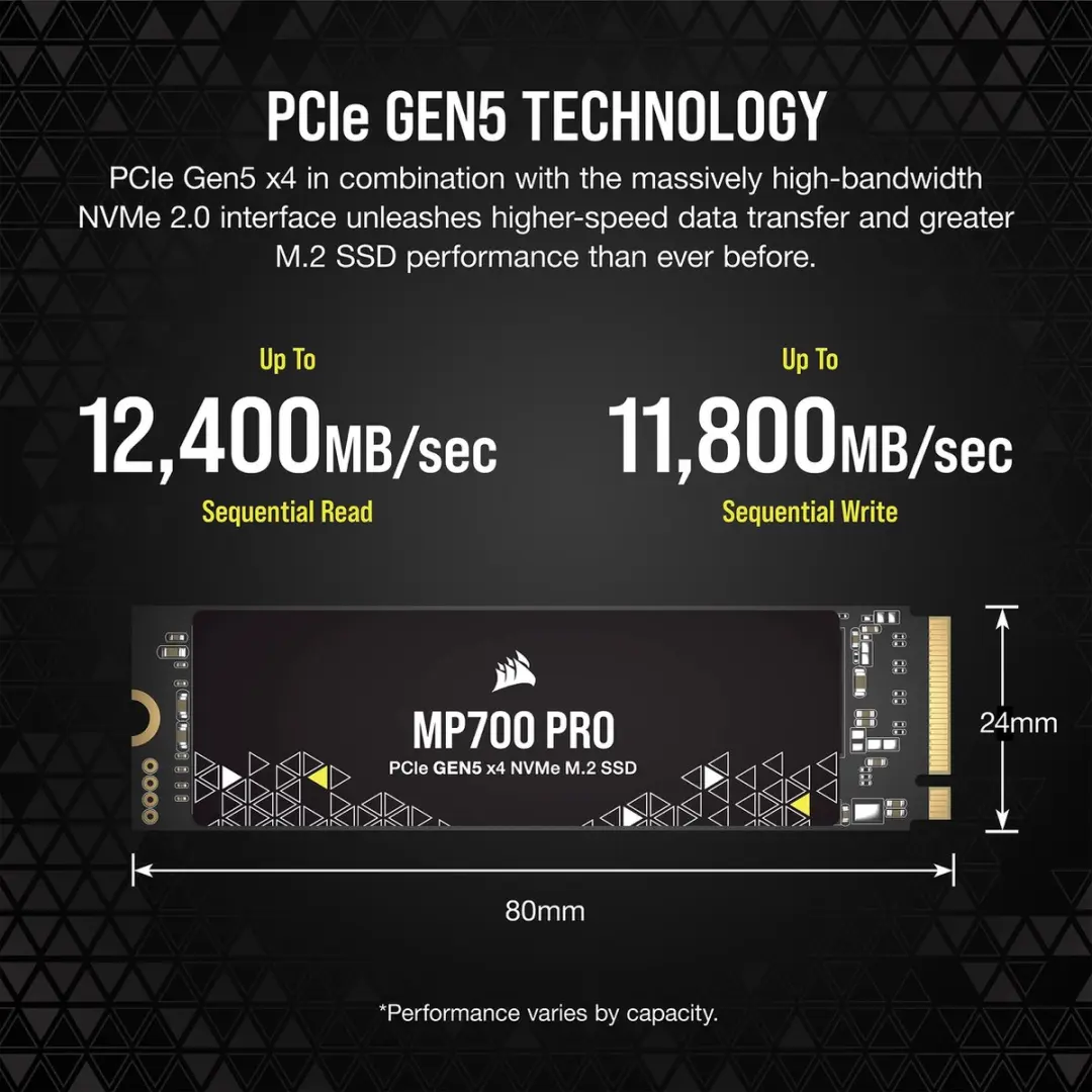 Corsair MP700 Pro 1TB SSD M.2 2280 - Zwart