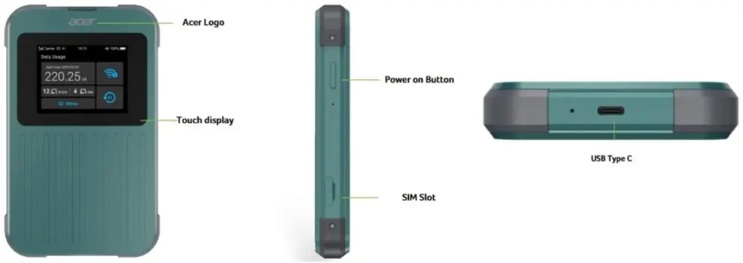 Acer Connect M4 FF.G2ZTA.004 Portable Mifi Router 5G - 20GB - Zwart