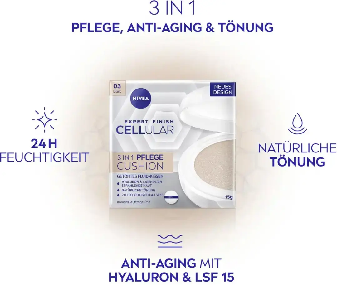 NIVEA Hyaluron Cellular Filler 3in1 Care Cushion Medium Dark - 15g