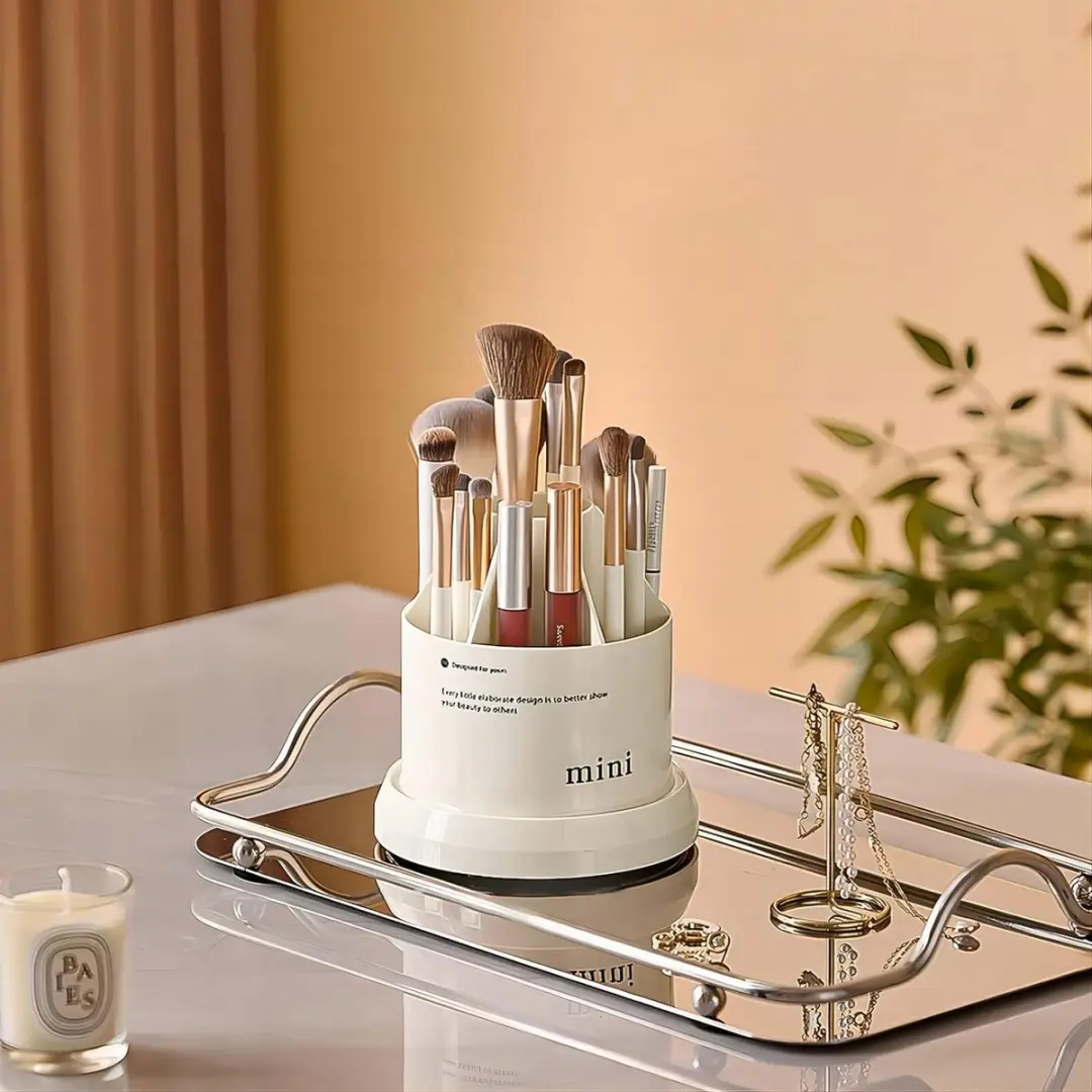 Mini Make-upborstelorganizer 7 Compartimenten - Wit