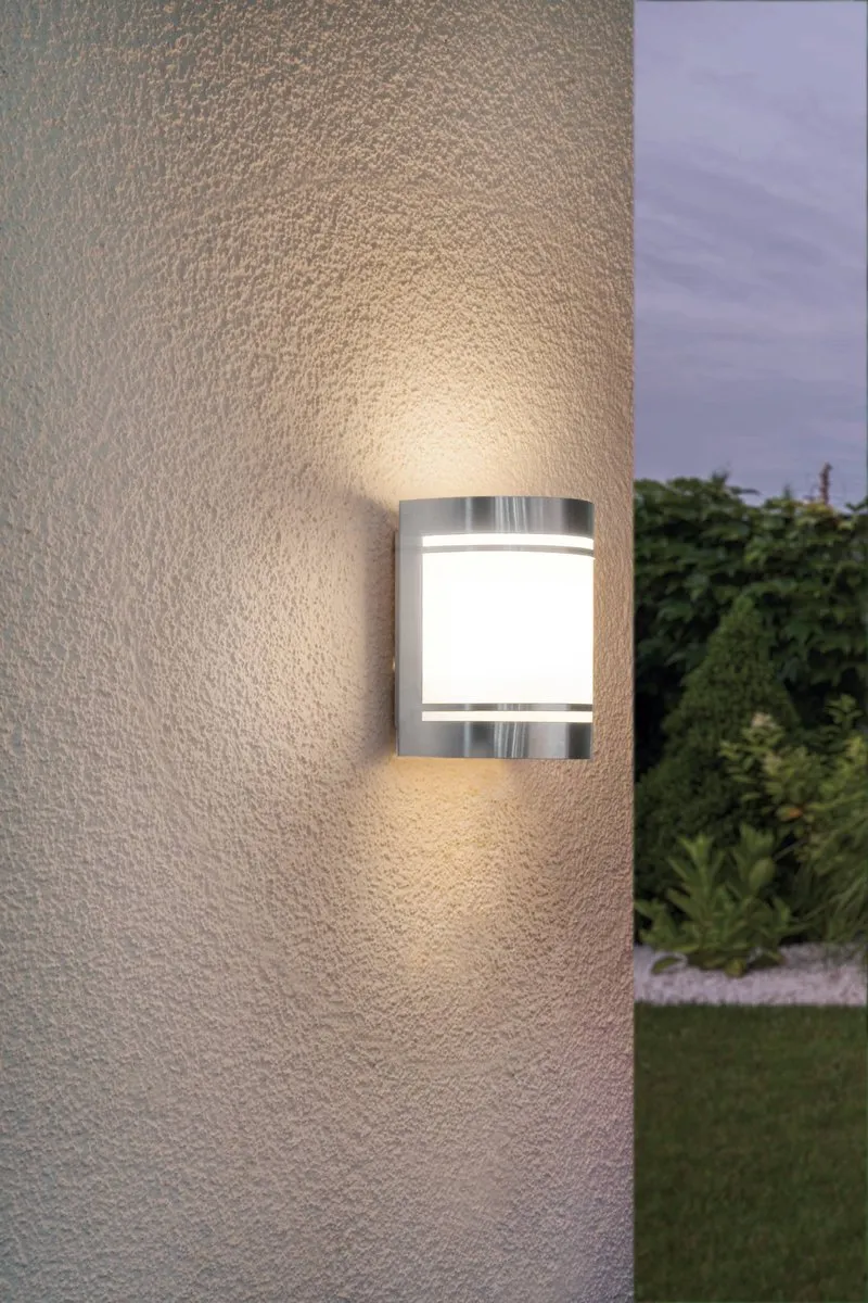 Eglo Cerno Wandlamp Buiten E27 - 16,5cm - Roestvast Staal/Wit - afbeelding 6 van 6