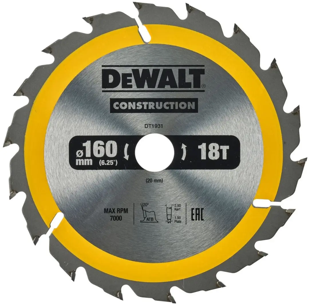 DeWalt DT1931-QZ Cirkelzaagblad Hout 160mm 18T