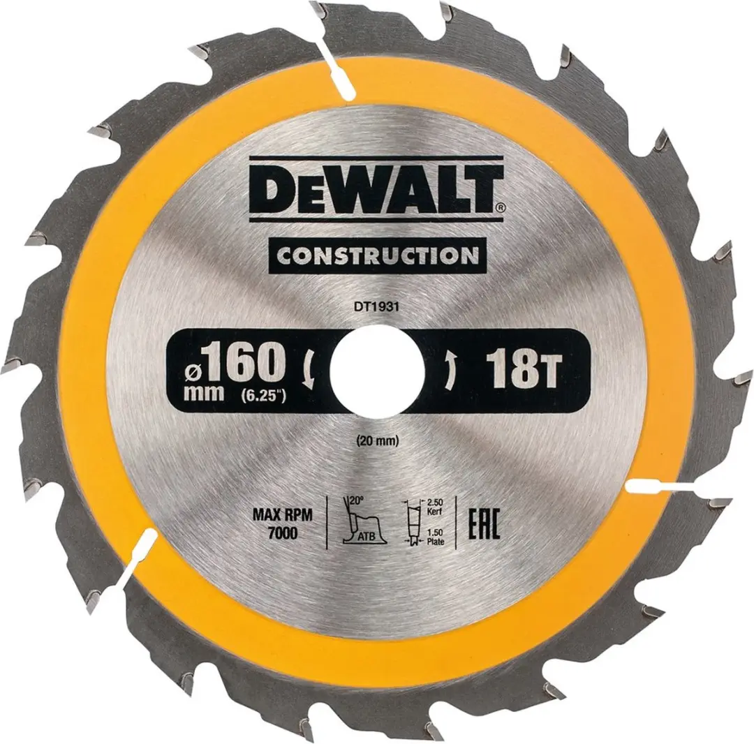 DeWalt DT1931-QZ Cirkelzaagblad Hout 160mm 18T