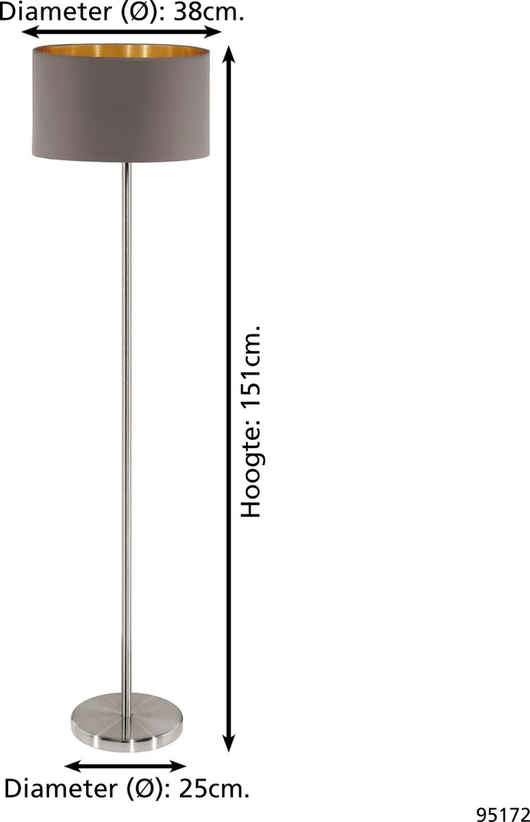 Eglo Maserlo Vloerlamp 151cm - Cappucino/Goud - afbeelding 5 van 6