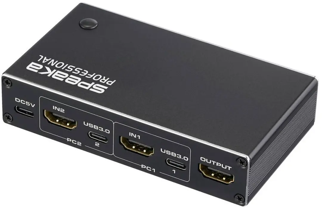 SpeaKa Professional SP-13724440 HDMI 2.1 KVM Switch 2x1 - 4K@60Hz - Zwart