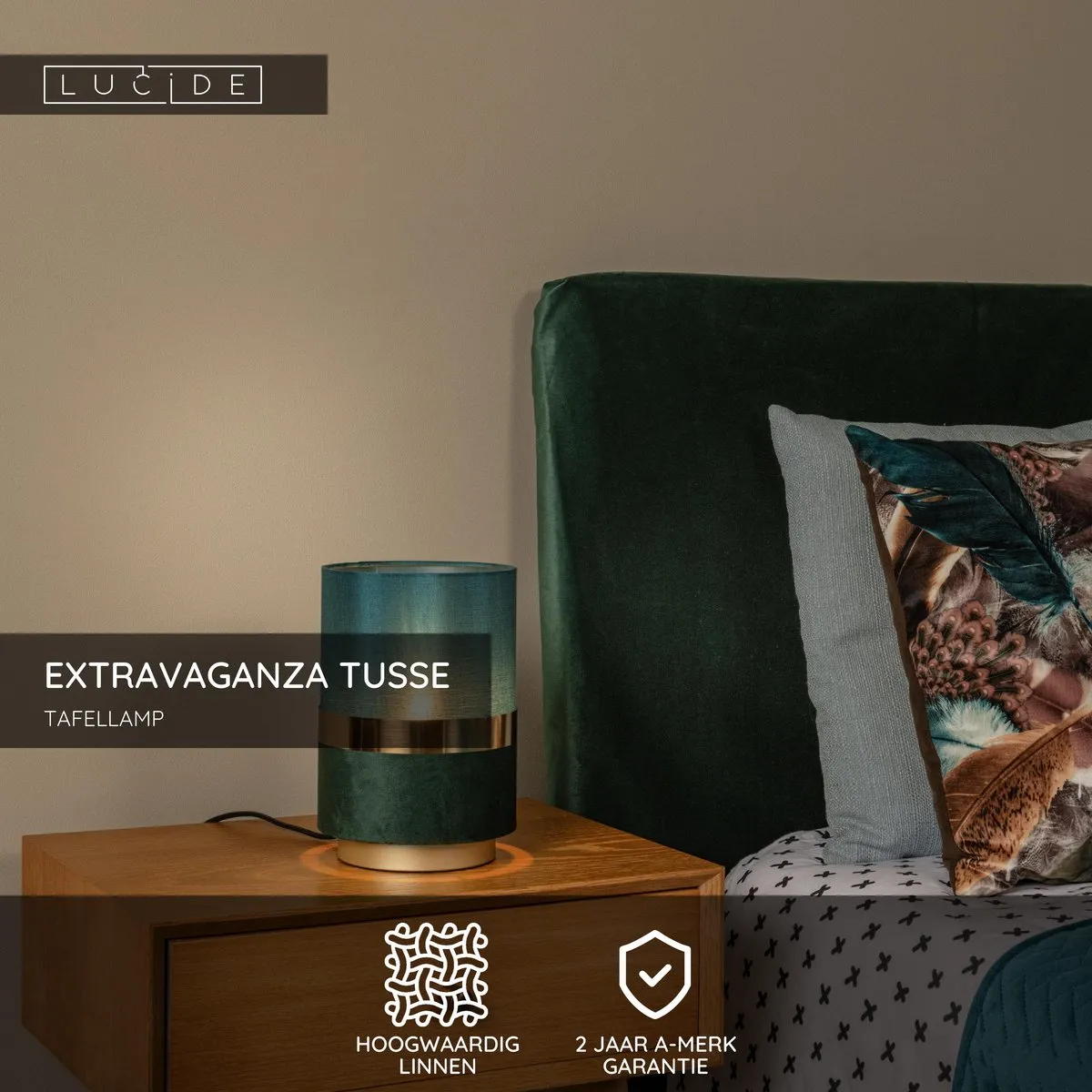 Lucide Extravaganza Tussen Tafellamp - Ø15cm - Groen
