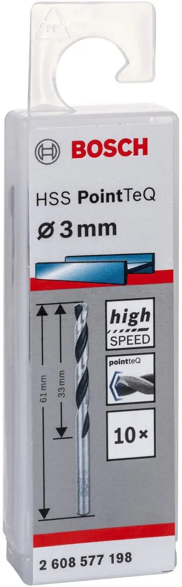 Bosch HSS PointTeQ DIN 338 3x33x61mm - 10 Stuks - afbeelding 6 van 6