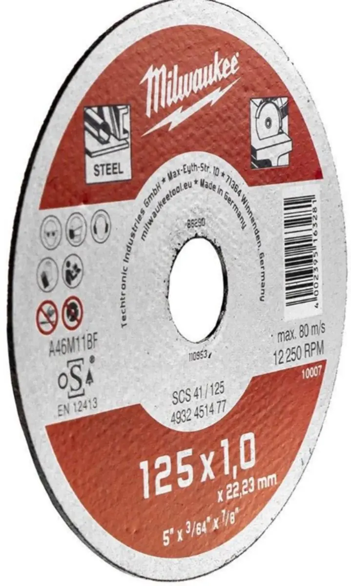 Milwaukee Contractor Series Dunne Metaal Snijschijf 125mm x 1mm x 22mm - 4932451477