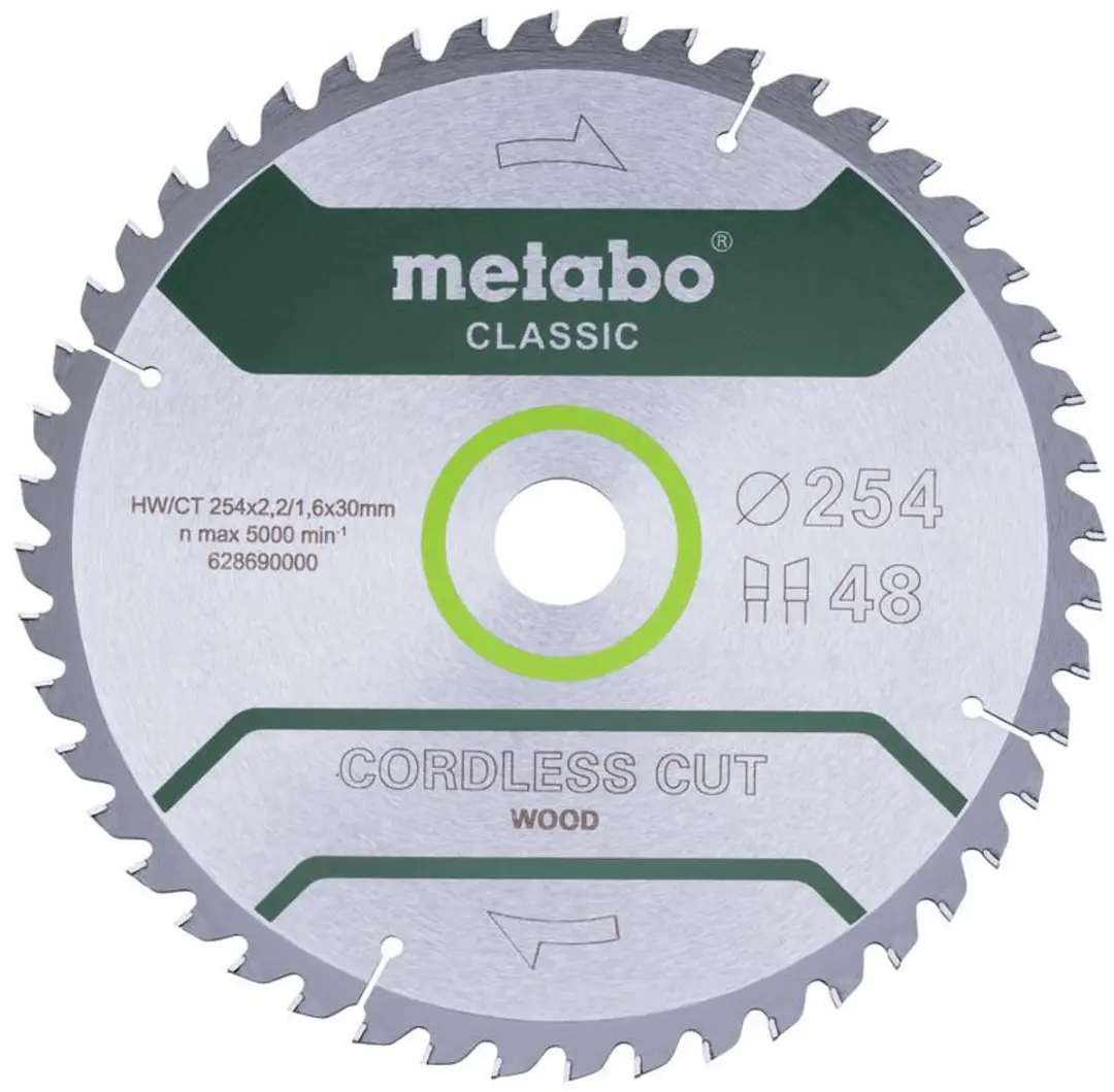 Metabo Cordless Cut Wood Classic Cirkelzaagblad 254mm