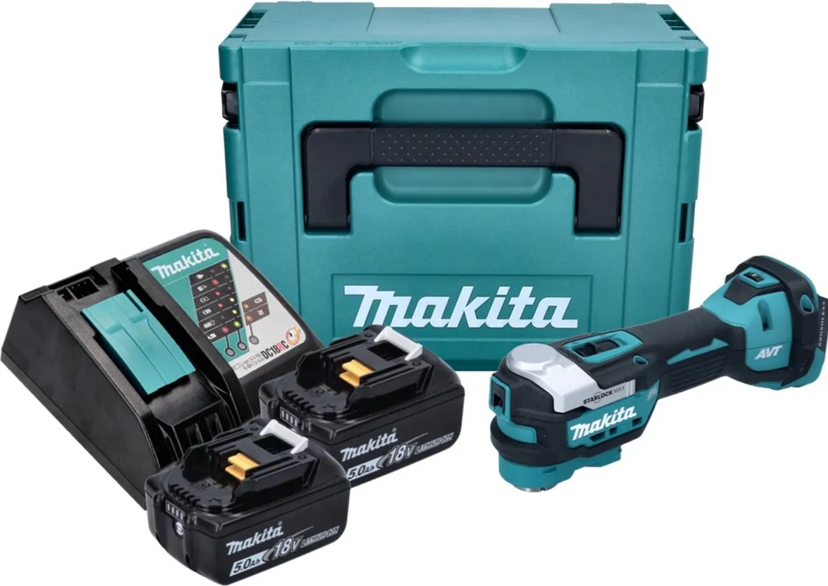 Makita DTM 52 RTJ Multifunctioneel Gereedschap 18V - 2x 5.000mAh + Oplader + Makpac