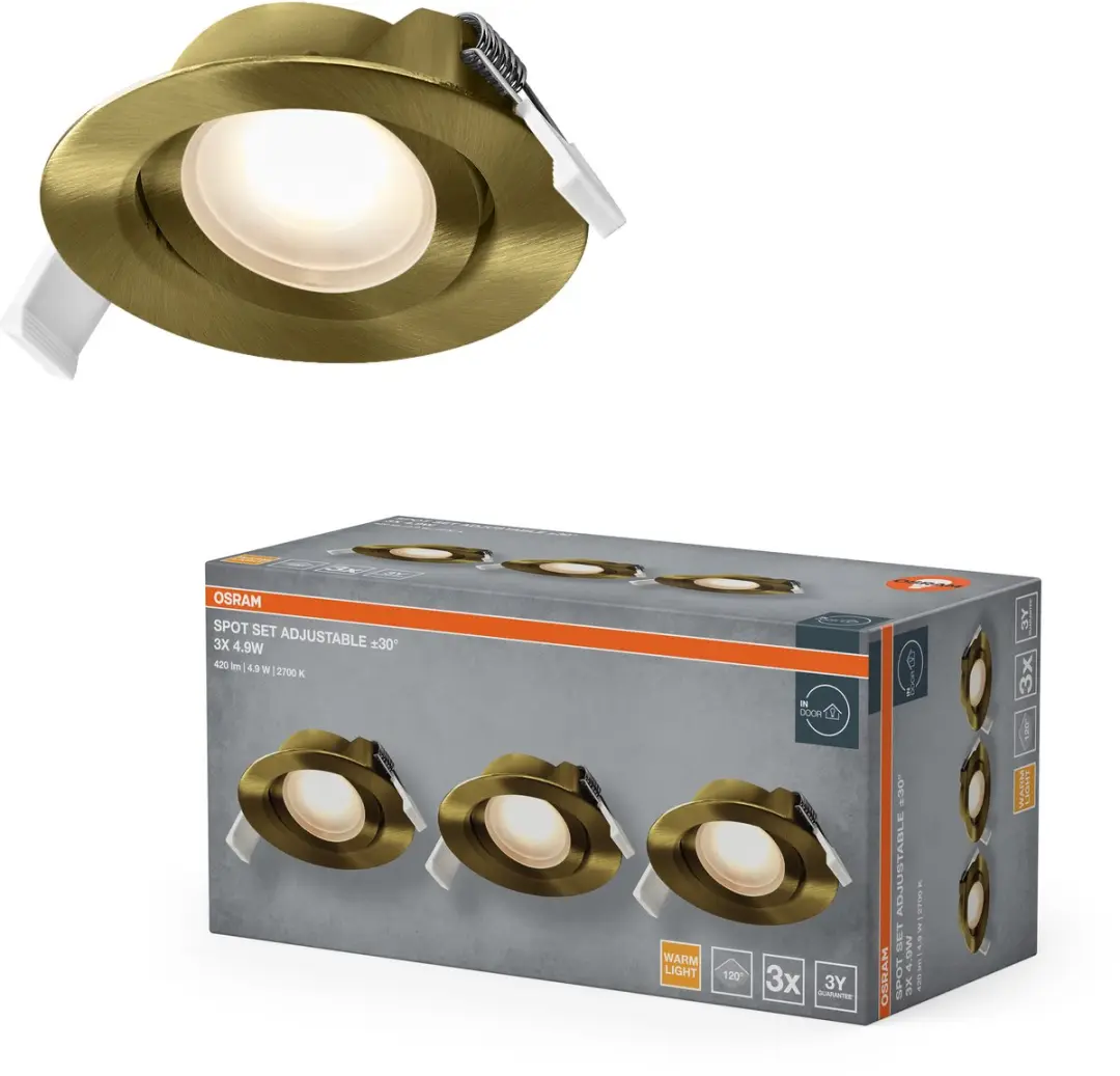 Osram Spot Set LED Inbouwspot 4,9W 2700K - 3 Stuks - Green Brass