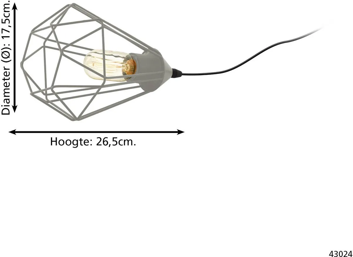 Eglo Tarbes Tafellamp E27 - Ø17,5cm Grijs