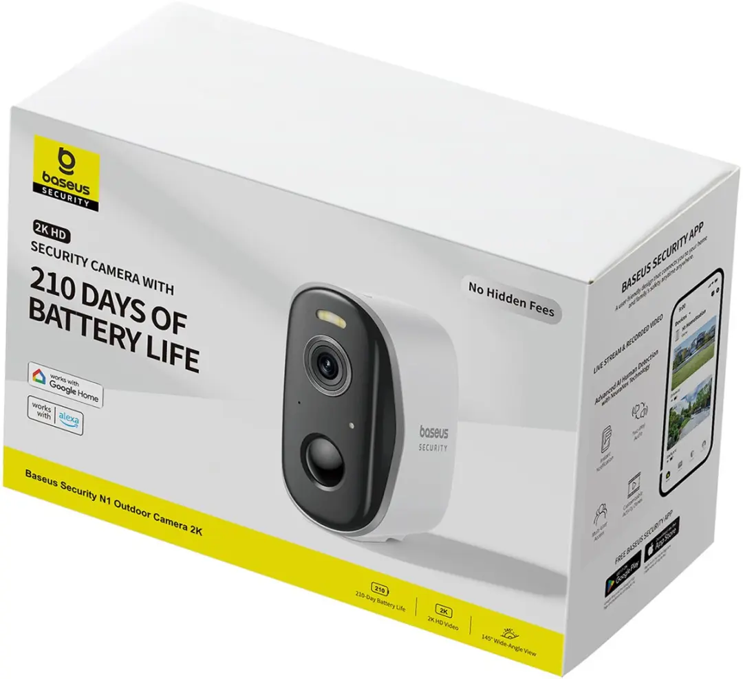 Baseus Security N1 S0ST002130 Beveiligingscamera 2K - 145° - Wit