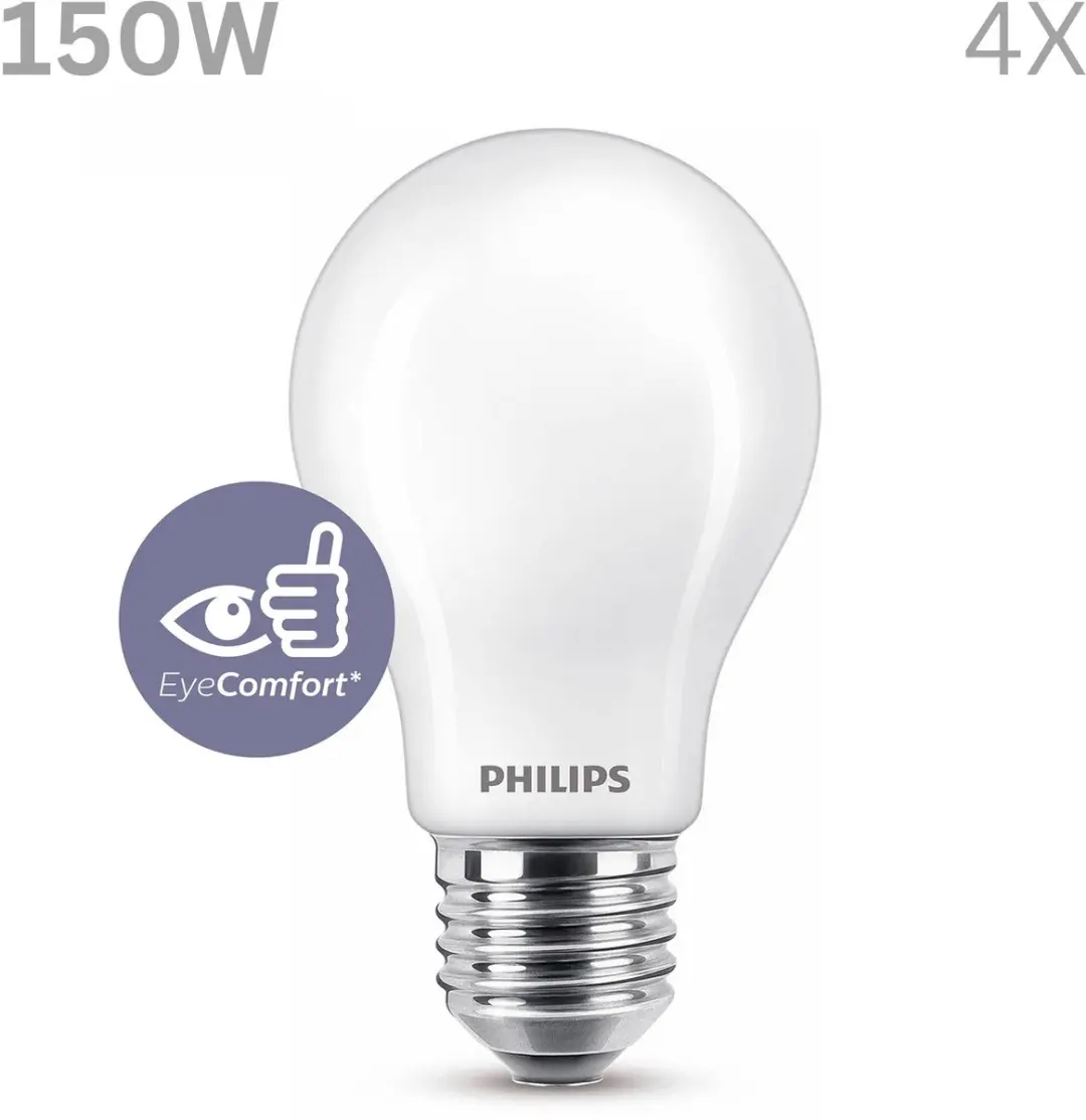 Philips LED E27 Mat Warmwit 17.5W - 4 Stuks
