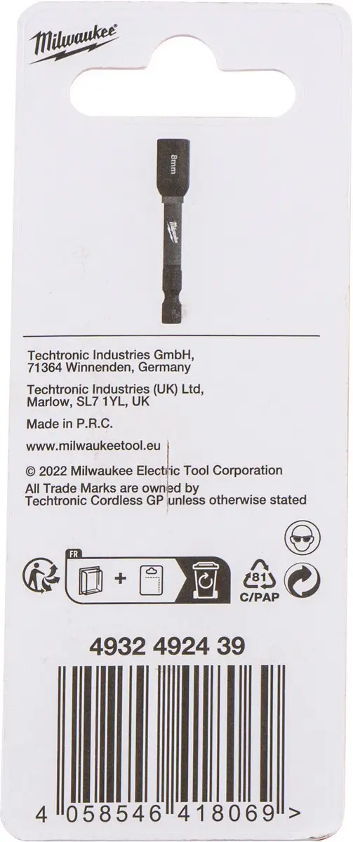 Milwaukee SHOCKWAVE Magnetische Slagdop 8x65mm 4932492439 - Zwart/Rood - afbeelding 3 van 4