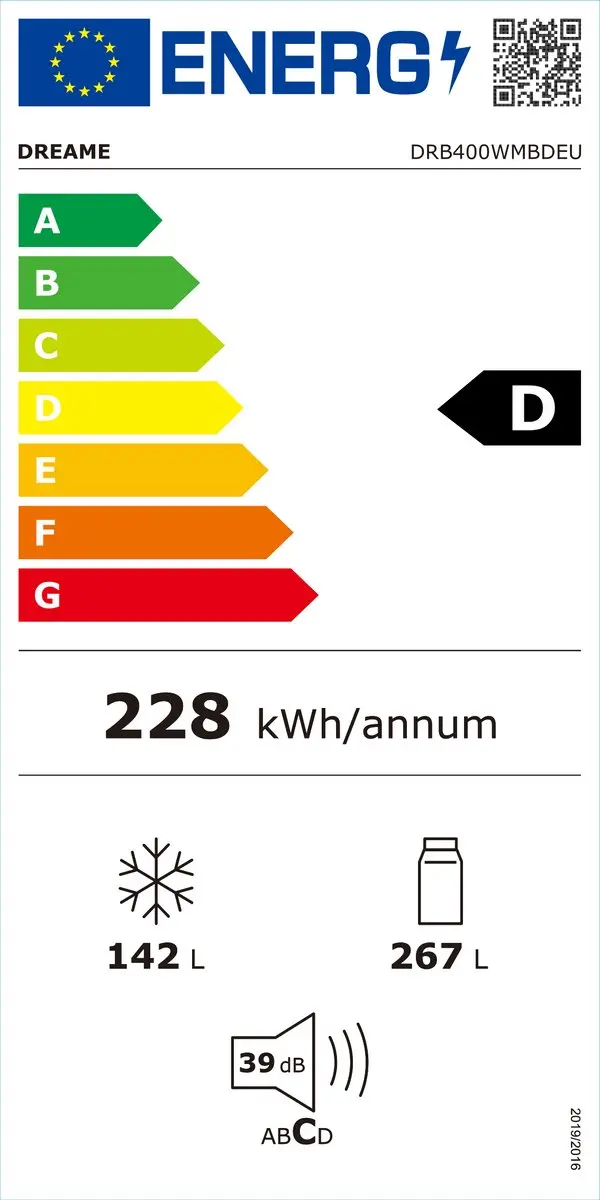 Dreame Mega Pro DRB400WMBDEU Koelkast 409L - No Frost - Energieklasse D - Inox